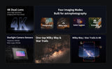 4k telephoto IMX585 and Wide-angle IMX586 Astrophotography with stargazing, milky way, solar system and scenery.