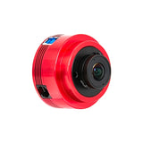 ZWO ASI662MC color planetary camera, red body three-quarter view with USB 3.0 and ST4 ports
