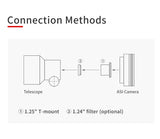 How to connect the ASI664MC to a telescope with a 1.25 inch nosepiece and optional filter