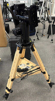 Rowan AZ100 mount head w/encoders, dual motor drives, dual saddles, pan/tilt handle, on Berleback UNI-18 tripod