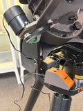 Vintage black-tube C8 SCT with clock drive on wedge and tripod, w/Telrad
