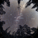 Sky Guard 185-degree fisheye all-sky view with labeled stars and deep-sky objects