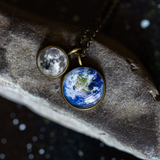 Earth and Moon Necklace—Antique Silver