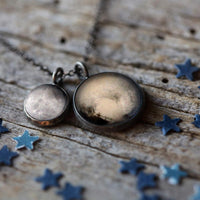 Pluto and Charon Necklace—Antique Silver